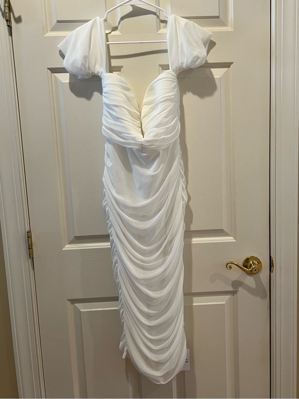 ASOS Design White Ruched Bandeau Mesh Dress Size US 8